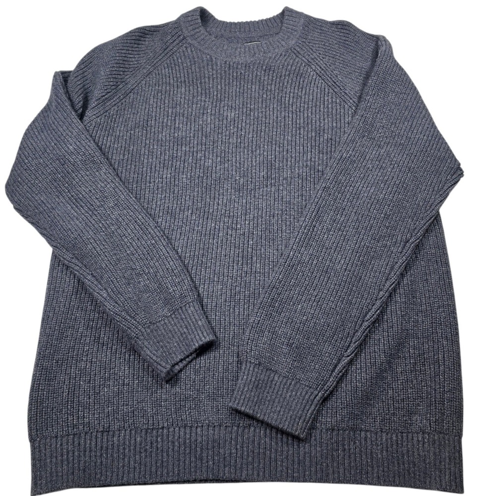 Eddie Bauer Men's Tall‎ XL Rib Knit Crewneck Sweater Blue Gray Outdoor